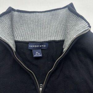 Lands end men’s 1/4 zip black and grey sweater. Size XL